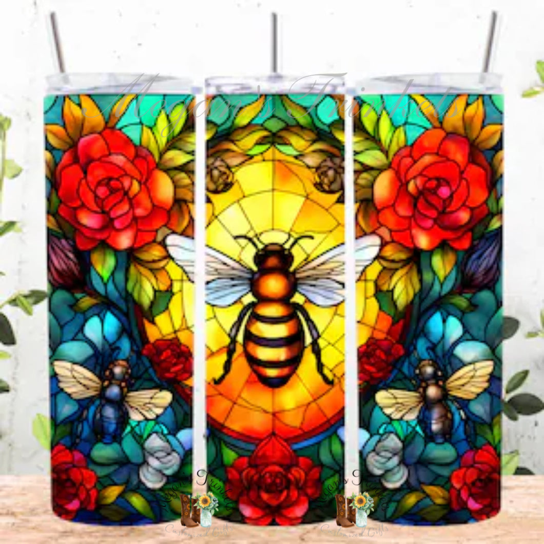 Stained Glass Bee Sublimation Tumbler