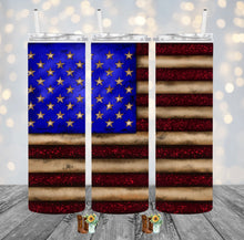 Load image into Gallery viewer, American Flag Glitter Sublimation Tumbler
