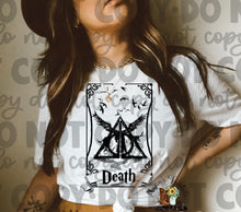 Load image into Gallery viewer, Deathly Hallows Terro Card T-Shirt
