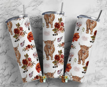 Load image into Gallery viewer, Highland Cow Floral Sublimation Tumbler
