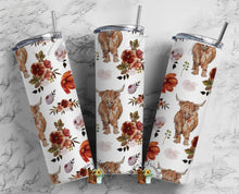 Load image into Gallery viewer, Highland Cow Floral Sublimation Tumbler

