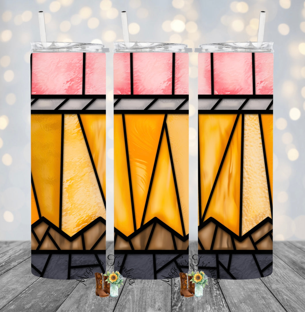 Stained Glass Pencil Sublimation Tumbler