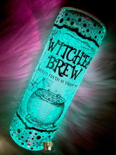 Load image into Gallery viewer, Witches Brew Glow in the Dark Glass Snowglobe Tumbler
