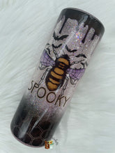 Load image into Gallery viewer, Spooky Bee Glow in the Dark Glass Snowglobe Tumbler

