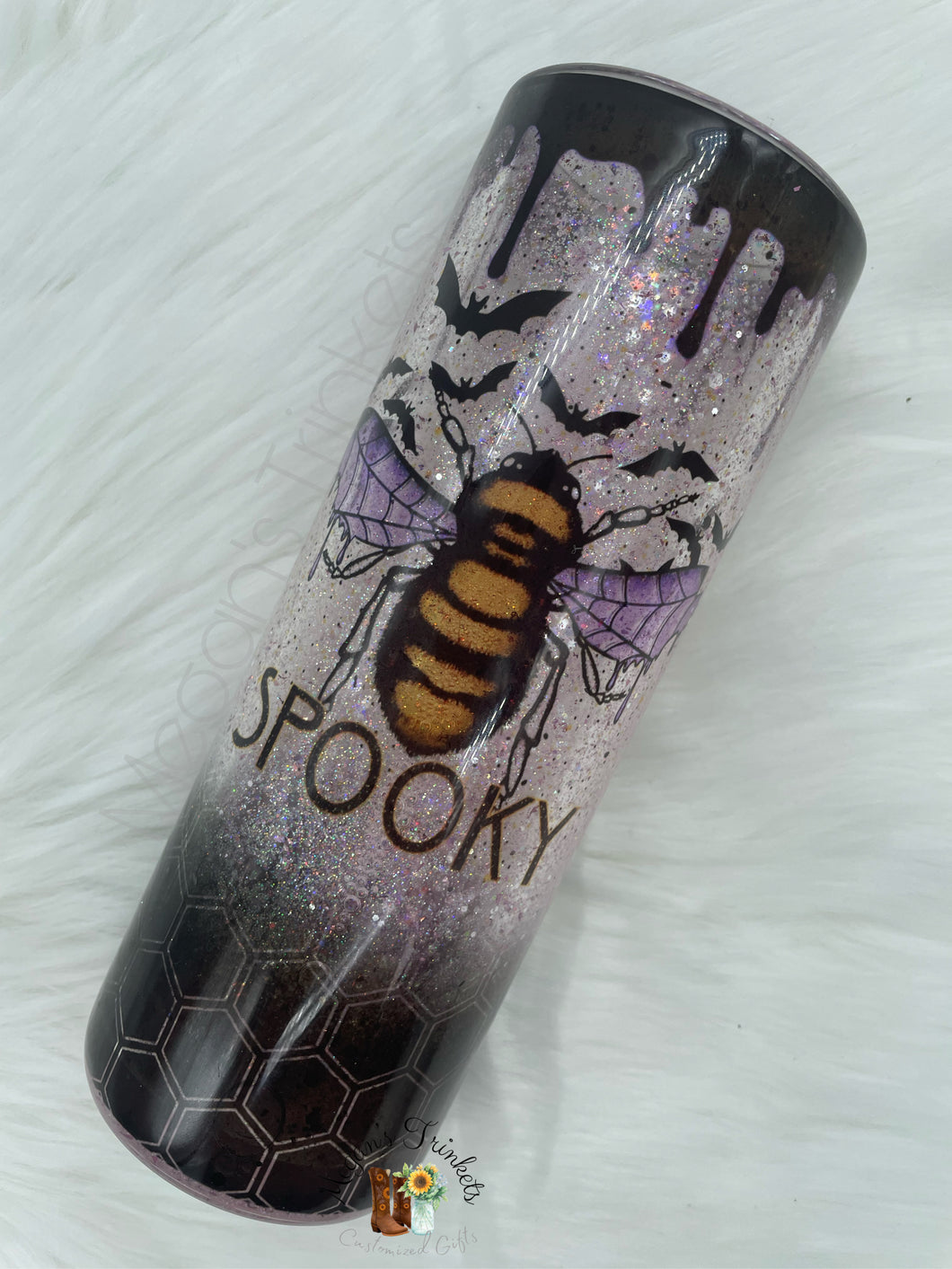 Spooky Bee Glow in the Dark Glass Snowglobe Tumbler