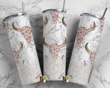 Load image into Gallery viewer, Bull Skull Floral Sublimation Tumbler

