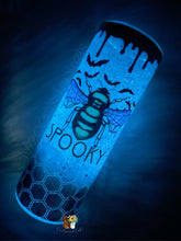 Load image into Gallery viewer, Spooky Bee Glow in the Dark Glass Snowglobe Tumbler
